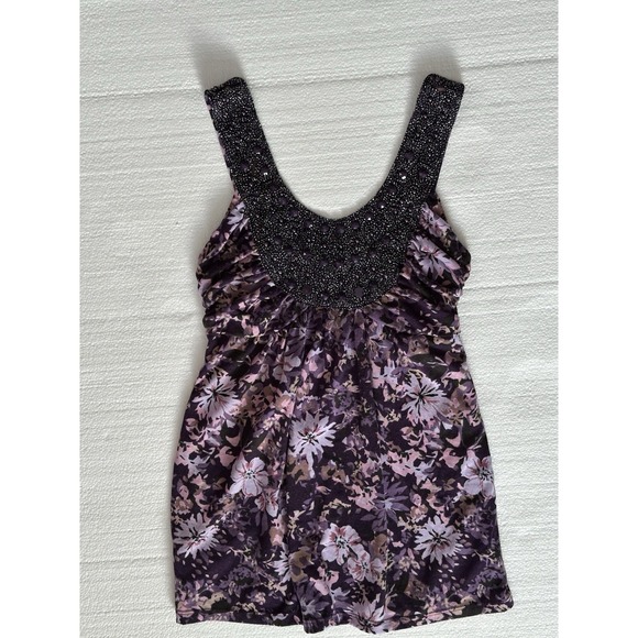 Vanity Tops - Vanity Y2K Babydoll Tank Top Women Beaded Sequins Fairy Purple Size Small Summer